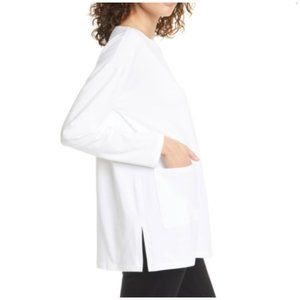 Eileen Fisher Medium Bateau Neck tunic with pocket‎ white organic cotton blend